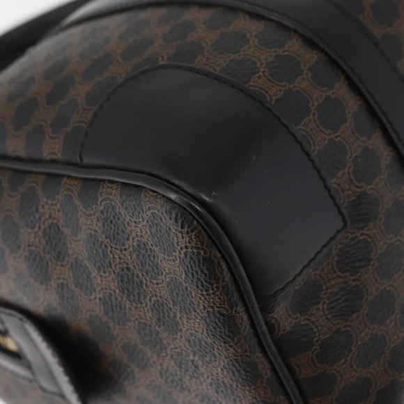 CELINE Macadam Canvas Boston Bag PVC Leather Black Gold Auth 179006A