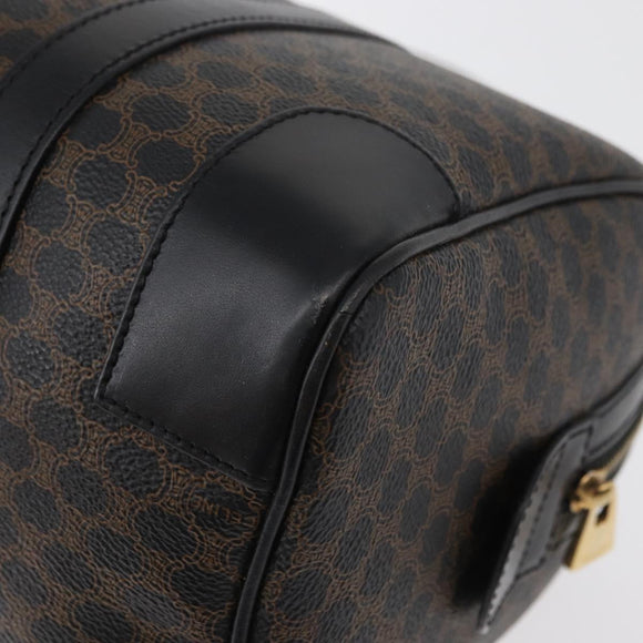 CELINE Macadam Canvas Boston Bag PVC Leather Black Gold Auth 179006A