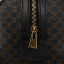 CELINE Macadam Canvas Boston Bag PVC Leather Black Gold Auth 179006A-10