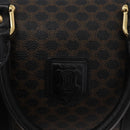 CELINE Macadam Canvas Boston Bag PVC Leather Black Gold Auth 179006A-17