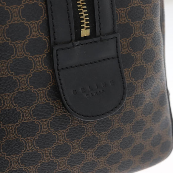 CELINE Macadam Canvas Boston Bag PVC Leather Black Gold Auth 179006A