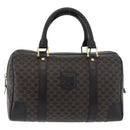 CELINE Macadam Canvas Boston Bag PVC Leather Black Gold Auth 179006A-13