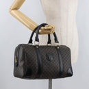 CELINE Macadam Canvas Boston Bag PVC Leather Black Gold Auth 179006A-23