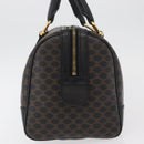 CELINE Macadam Canvas Boston Bag PVC Leather Black Gold Auth 179006A-3