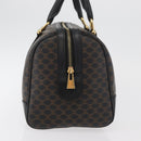 CELINE Macadam Canvas Boston Bag PVC Leather Black Gold Auth 179006A-4