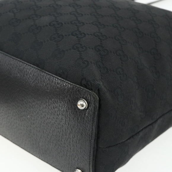 GUCCI GG Canvas Tote Bag Black Silver 120836 Auth 179008