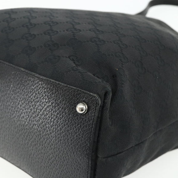 GUCCI GG Canvas Tote Bag Black Silver 120836 Auth 179008