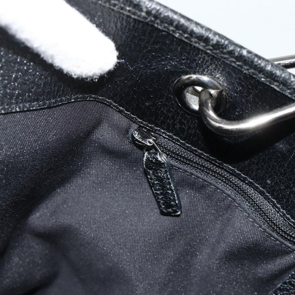 GUCCI GG Canvas Tote Bag Black Silver 120836 Auth 179008