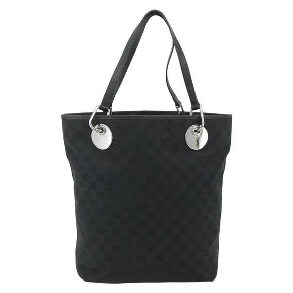 GUCCI GG Canvas Tote Bag Black Silver 120836 Auth 179008