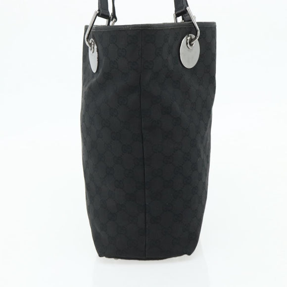 GUCCI GG Canvas Tote Bag Black Silver 120836 Auth 179008