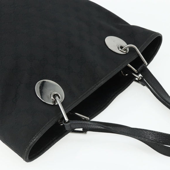 GUCCI GG Canvas Tote Bag Black Silver 120836 Auth 179008