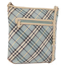 BURBERRY Nova Check Blue Label Shoulder Bag Canvas Light Blue Silver Auth 179010-1
