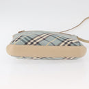 BURBERRY Nova Check Blue Label Shoulder Bag Canvas Light Blue Silver Auth 179010-10