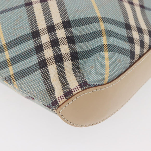 BURBERRY Nova Check Blue Label Shoulder Bag Canvas Light Blue Silver Auth 179010