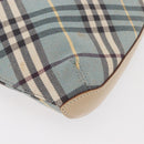 BURBERRY Nova Check Blue Label Shoulder Bag Canvas Light Blue Silver Auth 179010-13