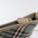 BURBERRY Nova Check Blue Label Shoulder Bag Canvas Light Blue Silver Auth 179010-16