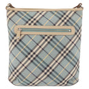 BURBERRY Nova Check Blue Label Shoulder Bag Canvas Light Blue Silver Auth 179010-2