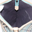 BURBERRY Nova Check Blue Label Shoulder Bag Canvas Light Blue Silver Auth 179010-20