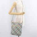 BURBERRY Nova Check Blue Label Shoulder Bag Canvas Light Blue Silver Auth 179010-23