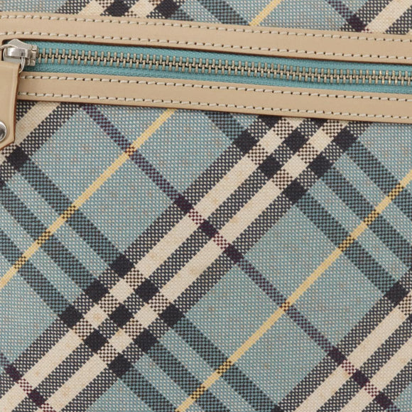 BURBERRY Nova Check Blue Label Shoulder Bag Canvas Light Blue Silver Auth 179010
