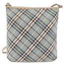BURBERRY Nova Check Blue Label Shoulder Bag Canvas Light Blue Silver Auth 179010-4