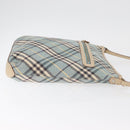 BURBERRY Nova Check Blue Label Shoulder Bag Canvas Light Blue Silver Auth 179010-5