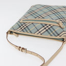 BURBERRY Nova Check Blue Label Shoulder Bag Canvas Light Blue Silver Auth 179010-7