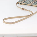 BURBERRY Nova Check Blue Label Shoulder Bag Canvas Light Blue Silver Auth 179010-8
