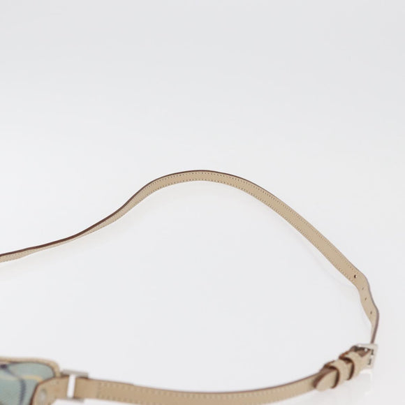BURBERRY Nova Check Blue Label Shoulder Bag Canvas Light Blue Silver Auth 179010