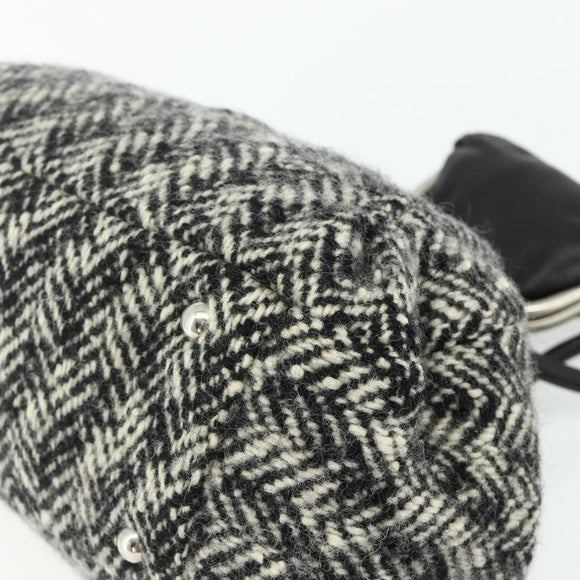 Miu Miu Shoulder Bag Tweed Black Silver Auth 179013A