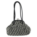 Miu Miu Shoulder Bag Tweed Black Silver Auth 179013A-2