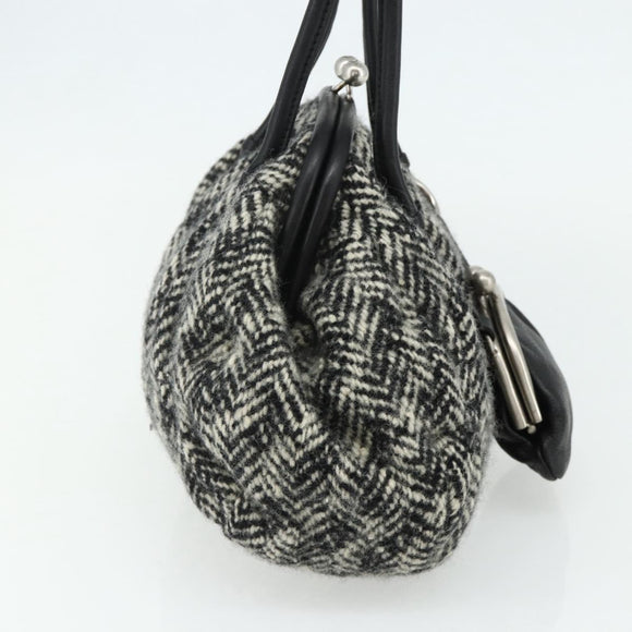 Miu Miu Shoulder Bag Tweed Black Silver Auth 179013A