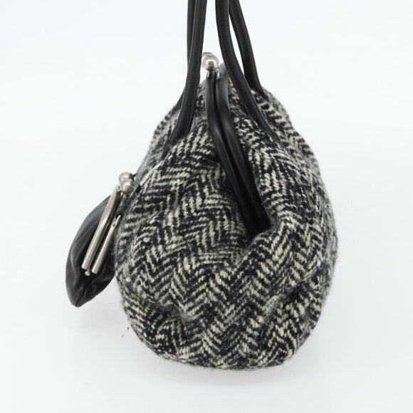 Miu Miu Shoulder Bag Tweed Black Silver Auth 179013A