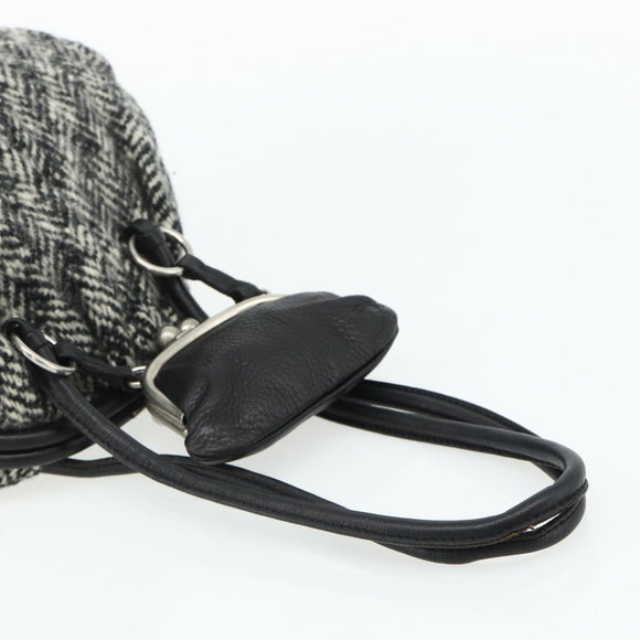 Miu Miu Shoulder Bag Tweed Black Silver Auth 179013A
