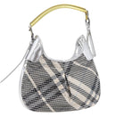 BURBERRY Nova Check Shoulder Bag Leather Silver Auth 179014-1