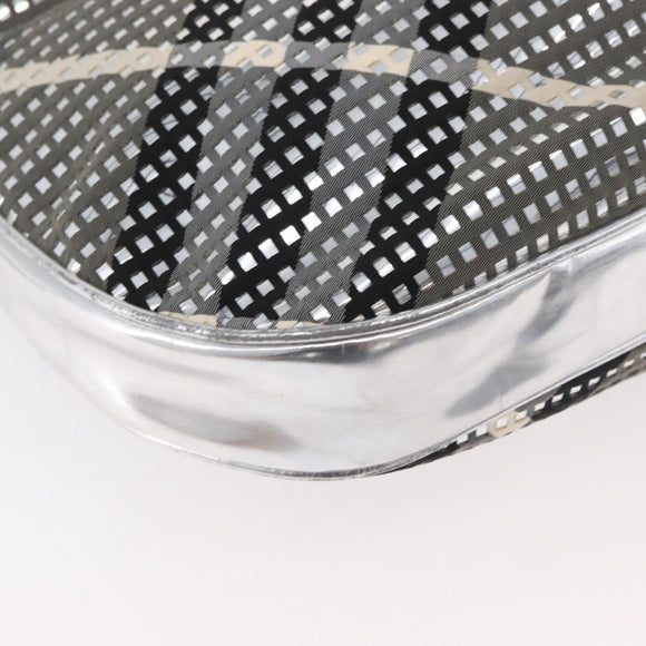 BURBERRY Nova Check Shoulder Bag Leather Silver Auth 179014