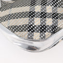 BURBERRY Nova Check Shoulder Bag Leather Silver Auth 179014-15