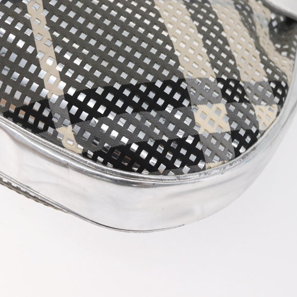 BURBERRY Nova Check Shoulder Bag Leather Silver Auth 179014