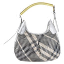 BURBERRY Nova Check Shoulder Bag Leather Silver Auth 179014-13