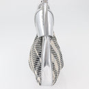BURBERRY Nova Check Shoulder Bag Leather Silver Auth 179014-3