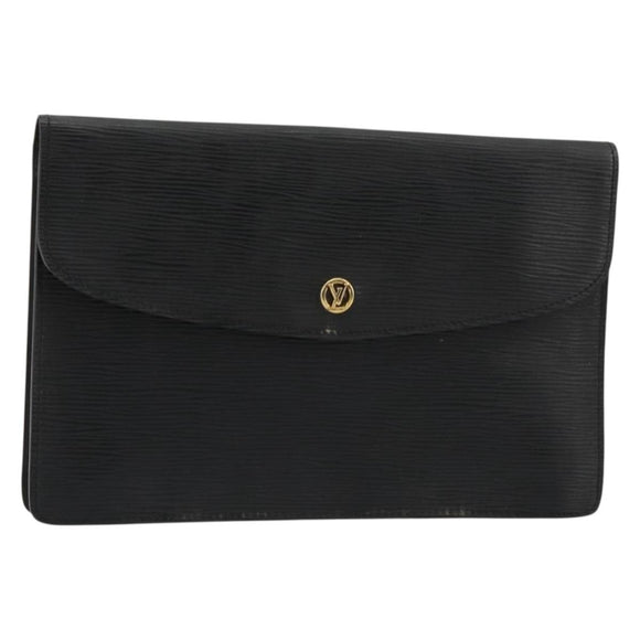 LOUIS VUITTON Epi Montaigne 27 Clutch Bag Black M52652 LV Auth 179016
