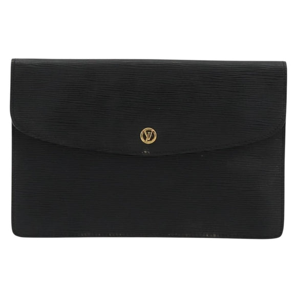 LOUIS VUITTON Epi Montaigne 27 Clutch Bag Black M52652 LV Auth 179016