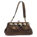 Miu Miu Hand Bag Leather Brown Silver Auth 179018V-1