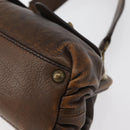 Miu Miu Hand Bag Leather Brown Silver Auth 179018V-12