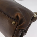 Miu Miu Hand Bag Leather Brown Silver Auth 179018V-14