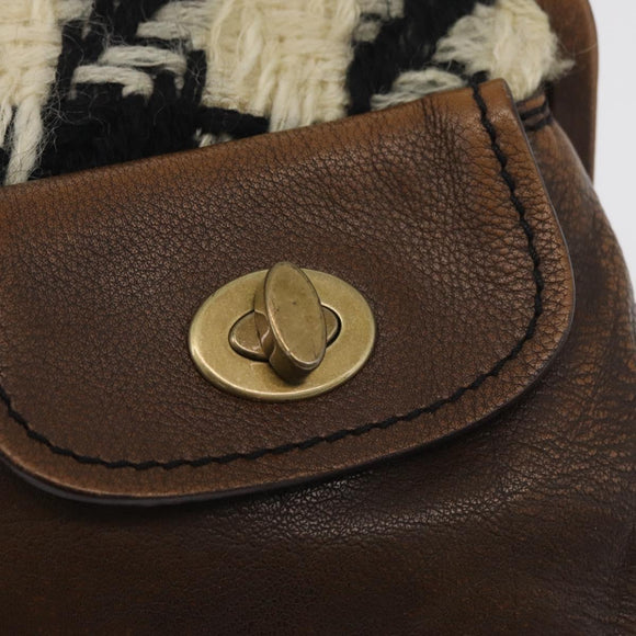 Miu Miu Hand Bag Leather Brown Silver Auth 179018V