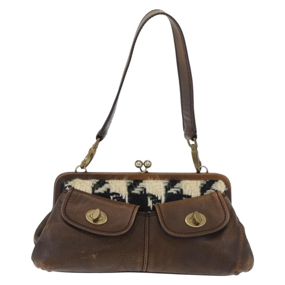 Miu Miu Hand Bag Leather Brown Silver Auth 179018V