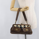 Miu Miu Hand Bag Leather Brown Silver Auth 179018V-25