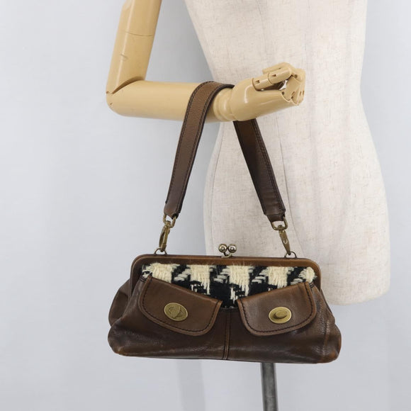 Miu Miu Hand Bag Leather Brown Silver Auth 179018V