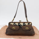 Miu Miu Hand Bag Leather Brown Silver Auth 179018V-26
